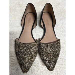 Madewell Flats Loafers in Calf Hair Leopard Animal Print  Size 6.5 Point Toes